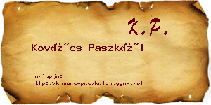 Kovács Paszkál névjegykártya